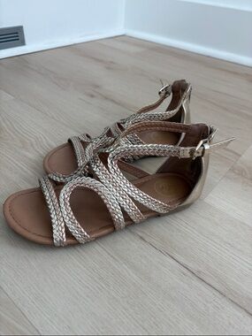 SO Girls Metallic Gold Braided Gladiator Sandals
